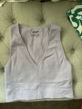 Garage Lilac Ribbed V-Neck Crop Tank Top